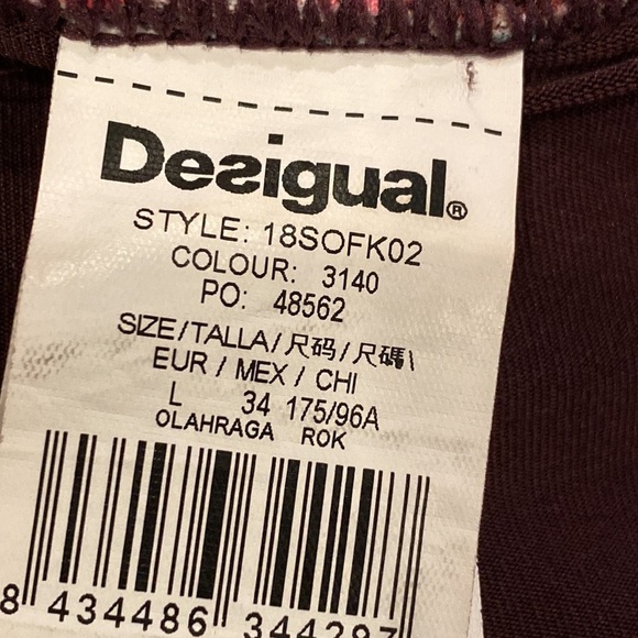 Desigual Sport 2 in 1 Skirt Oriental Tropical Floral Skort Size Large - Picture 6 of 16